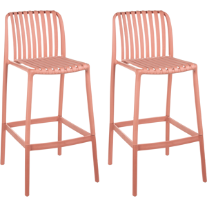 Beliani Set of 2 Bar Chairs ARICCIA 2 in 1 Synthetic Material Light Red Beliani Set of 2 Bar Chairs ARICCIA 2 in 1 Synthetic Material Light Red