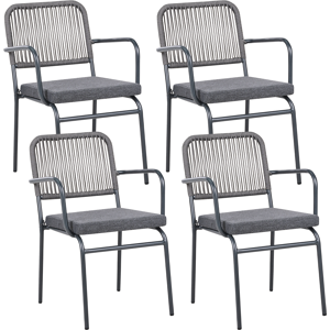 Beliani Set of 4 Garden Chairs with Cushions TACENO Metal Grey Beliani Set of 4 Garden Chairs with Cushions TACENO Metal Grey