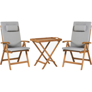 Beliani Bistro Set JAVA PREMIUIM Acacia Wood Light Grey Beliani Bistro Set JAVA PREMIUIM Acacia Wood Light Grey