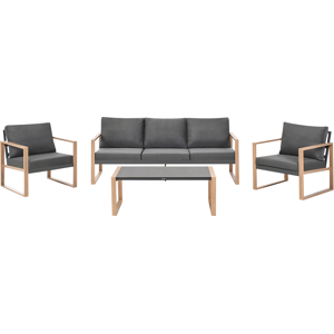 Beliani Garden Lounge Set with Table 5 Seater GELSO Metal Dark Grey Beliani Garden Lounge Set with Table 5 Seater GELSO Metal Dark Grey