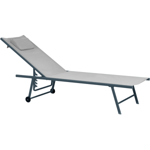 Beliani Set of 2 Sun Loungers SORONI Metal Light Grey Beliani Set of 2 Sun Loungers SORONI Metal Light Grey