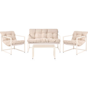 Beliani Garden Lounge Set with Table 4 Seater GARDA Metal Beige Beliani Garden Lounge Set with Table 4 Seater GARDA Metal Beige