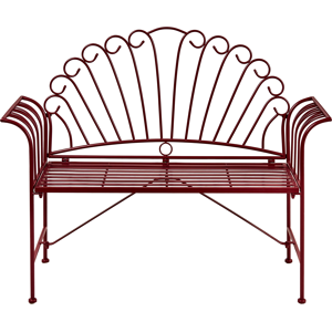 Beliani Garden Bench CAVINIA 125 cm Metal Burgundy Beliani Garden Bench CAVINIA 125 cm Metal Burgundy