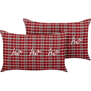 BELIANI Model Mochi Red Tartan Rectangular Decor Cushions - Decorative Cushion BELIANI Model Mochi Red Tartan Rectangular Decor Cushions - Decorative Cushion