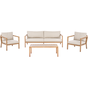 Beliani Garden Lounge Set with Table 5 Seater ONETA Metal Light Brown Beliani Garden Lounge Set with Table 5 Seater ONETA Metal Light Brown