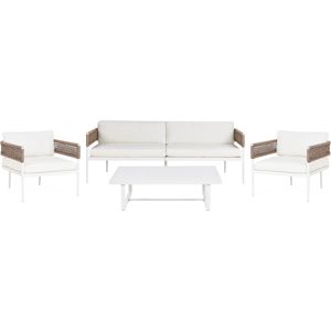 Beliani Garden Lounge Set with Table 5 Seater SERLA Metal White Beliani Garden Lounge Set with Table 5 Seater SERLA Metal White