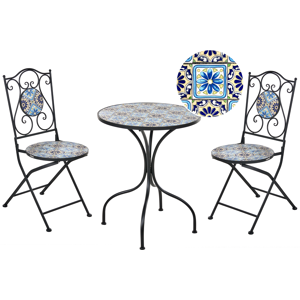 Beliani Bistro Set Folding AGGIUS Metal Black Beliani Bistro Set Folding AGGIUS Metal Black