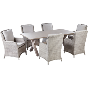 Beliani Garden Dining Set - 6 Seater, Grey PE Rattan Beliani Garden Dining Set - 6 Seater, Grey PE Rattan