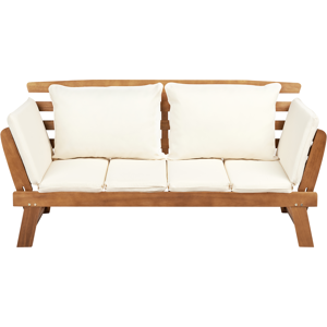 Beliani Eucalyptus Garden Bench - Reclinable, 2-Seater, White Cream Beliani Eucalyptus Garden Bench - Reclinable, 2-Seater, White Cream