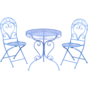 Beliani Bistro Set ALBINIA Metal Blue Beliani Bistro Set ALBINIA Metal Blue
