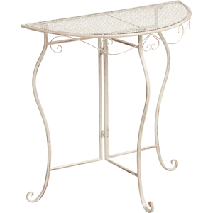 Beliani Bistro Table FOLELLI 80 cm 36 cm Metal Light Beige Beliani Bistro Table FOLELLI 80 cm 36 cm Metal Light Beige