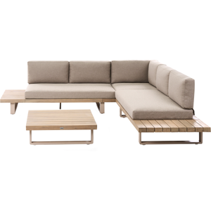 Beliani Garden Corner Sofa with Table 5 Seater MYKONOS Right Hand Certified Acacia Wood Beliani Garden Corner Sofa with Table 5 Seater MYKONOS Right Hand Certified Acacia Wood