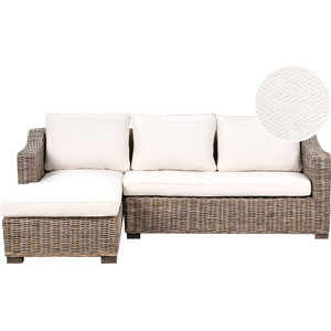 Beliani Garden Corner Sofa 3 Seater VALLETRI Right Hand Rattan Grey Beliani Garden Corner Sofa 3 Seater VALLETRI Right Hand Rattan Grey