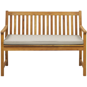 Beliani Garden Bench with Cushion VIVARA 120 cm Certified Acacia Wood Beige Beliani Garden Bench with Cushion VIVARA 120 cm Certified Acacia Wood Beige