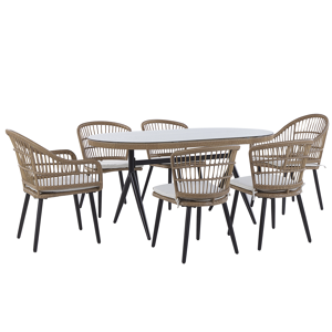 Beliani Garden Dining Set - ALIANO II 6 Seater Beige - Garden Dining Set Beliani Garden Dining Set - ALIANO II 6 Seater Beige - Garden Dining Set