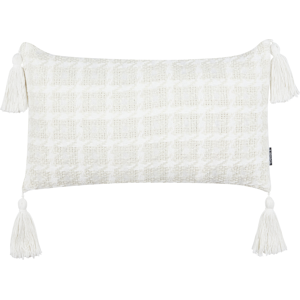 Beliani Beige Checked Cushion - 30x60 cm - Square, Wool & Polyester Beliani Beige Checked Cushion - 30x60 cm - Square, Wool & Polyester