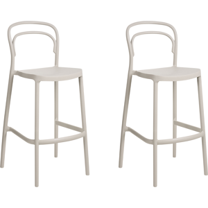 Beliani Set of 2 Garden Bar Chairs PORANO Beige Beliani Set of 2 Garden Bar Chairs PORANO Beige