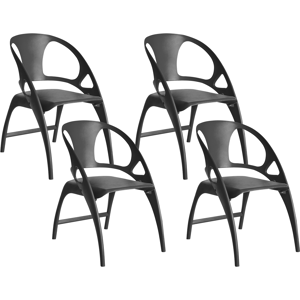 Beliani Set of 4 Garden Chairs Folding NEMI Black Beliani Set of 4 Garden Chairs Folding NEMI Black