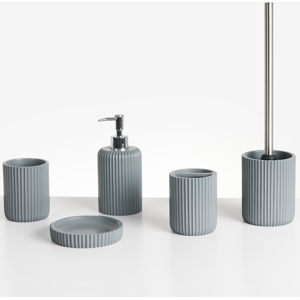 Beliani 5-Piece Bathroom Accessories Set CAMANA Light Grey Beliani 5-Piece Bathroom Accessories Set CAMANA Light Grey