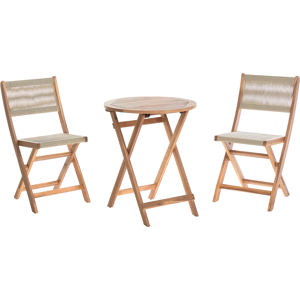 Beliani Bistro Set Folding PROSSEDI Acacia Wood Beige Beliani Bistro Set Folding PROSSEDI Acacia Wood Beige