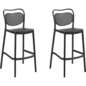 Beliani Set of 2 Garden Bar Chairs CELLENO Black Beliani Set of 2 Garden Bar Chairs CELLENO Black