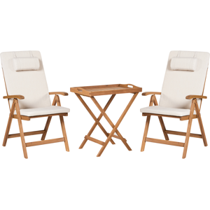 Beliani Bistro Set JAVA PREMIUIM Acacia Wood Light Beige Beliani Bistro Set JAVA PREMIUIM Acacia Wood Light Beige