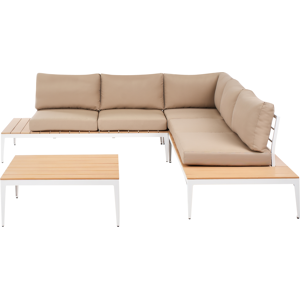 Beliani Garden Corner Sofa with Table 5 Seater POSITANO Light Brown Beliani Garden Corner Sofa with Table 5 Seater POSITANO Light Brown