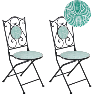 Beliani Set of 2 Garden Chairs ANAPO Folding Metal Black Beliani Set of 2 Garden Chairs ANAPO Folding Metal Black