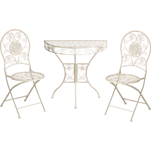Beliani Bistro Set YAVIZA Metal Light Beige Beliani Bistro Set YAVIZA Metal Light Beige