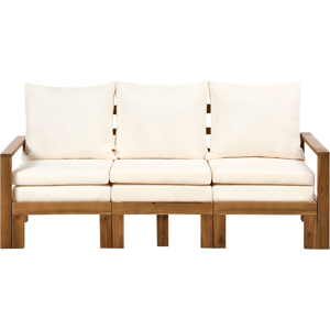 Beliani Garden Bench with Cushion ISOLELLO 190 cm Adjustable Acacia Wood Brown Beliani Garden Bench with Cushion ISOLELLO 190 cm Adjustable Acacia Wood Brown