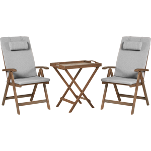 Beliani Bistro Set AMANTEA PREMIUM Acacia Wood Grey Melange Beliani Bistro Set AMANTEA PREMIUM Acacia Wood Grey Melange