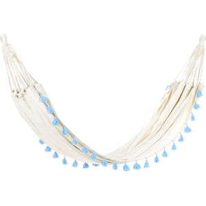 Beliani Vercelli Beige Light Blue Cotton Polyester Indoor Outdoor Boho Hammock Beliani Vercelli Beige Light Blue Cotton Polyester Indoor Outdoor Boho Hammock