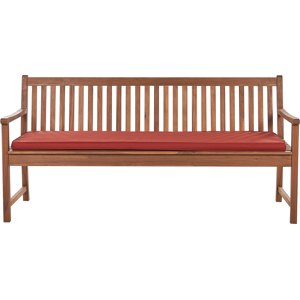 Beliani Garden Bench with Cushion VIVARA 180 cm Certified Acacia Wood Dark Red Beliani Garden Bench with Cushion VIVARA 180 cm Certified Acacia Wood Dark Red
