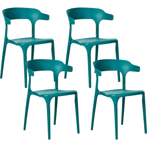 Beliani Set of 4 Garden Chairs GUBBIO Teal Beliani Set of 4 Garden Chairs GUBBIO Teal