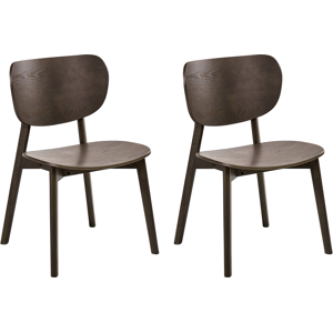 Beliani Set of 2 Dining Chairs OVERLY Wood Dark Brown Beliani Set of 2 Dining Chairs OVERLY Wood Dark Brown