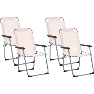 Beliani Set of 4 Garden Chairs GALATSI Folding Metal Beige Beliani Set of 4 Garden Chairs GALATSI Folding Metal Beige