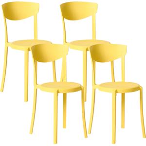 Beliani Set of 4 Garden Chairs VIESTE Yellow Beliani Set of 4 Garden Chairs VIESTE Yellow