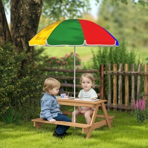 AIYAPLAY Wooden Kids Picnic Table, Sand and Water Table w/ Benches, Parasol AIYAPLAY Wooden Kids Picnic Table, Sand and Water Table w/ Benches, Parasol