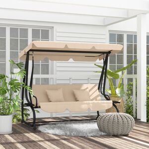 Outsunny 2-in-1 Garden Swing Chair for 3 Person w/ Adjustable Canopy Light Brown Outsunny 2-in-1 Garden Swing Chair for 3 Person w/ Adjustable Canopy Light Brown