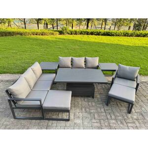 Fimous Garden Aluminium Furniture Set Dark Grey 9 Seater Outdoor Patio Adjustabl Fimous Garden Aluminium Furniture Set Dark Grey 9 Seater Outdoor Patio Adjustabl
