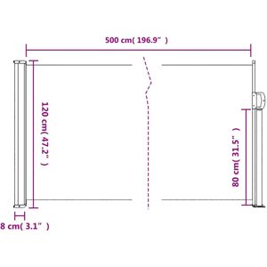 vidaXL Retractable Side Awning Outdoor Privacy Screen Shade Black 120x500 cm vidaXL Retractable Side Awning Outdoor Privacy Screen Shade Black 120x500 cm