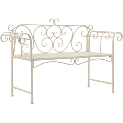 vidaXL Garden Bench 132 cm Metal Antique White - Garden Bench vidaXL Garden Bench 132 cm Metal Antique White - Garden Bench