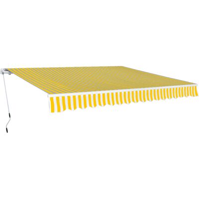 vidaXL Folding Awning Manual Operated - 400 cm Yellow/White - Awning vidaXL Folding Awning Manual Operated - 400 cm Yellow/White - Awning