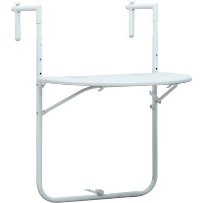 vidaXL Hanging Balcony Table White 60cm Plastic Rattan Look Patio Plant Stand vidaXL Hanging Balcony Table White 60cm Plastic Rattan Look Patio Plant Stand
