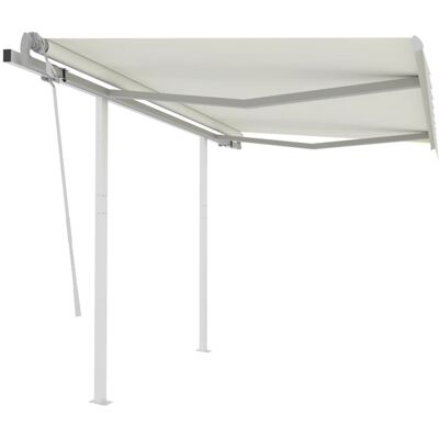 vidaXL Manual Retractable Awning with Posts 3x2.5 m Cream - Awning vidaXL Manual Retractable Awning with Posts 3x2.5 m Cream - Awning