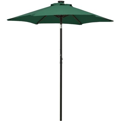vidaXL Garden Parasol with LED Lights Green 200x211 cm Aluminium - Outdoor Umbrella vidaXL Garden Parasol with LED Lights Green 200x211 cm Aluminium - Outdoor Umbrella