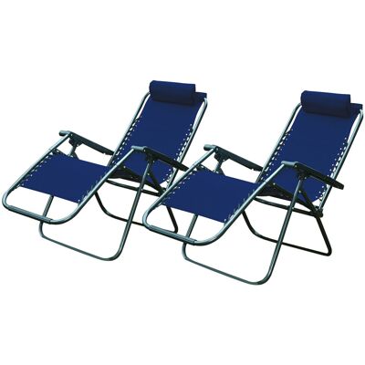 Daniel James (Blue) Set x 2 Textoline Folding Garden Sun Lounger Chairs Patio Furniture Zero Daniel James (Blue) Set x 2 Textoline Folding Garden Sun Lounger Chairs Patio Furniture Zero