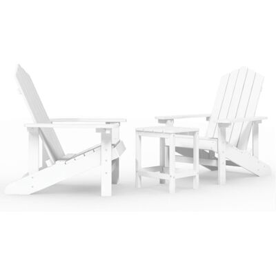 vidaXL Garden Adirondack Chairs with Table HDPE White Patio Outdoor Armchair vidaXL Garden Adirondack Chairs with Table HDPE White Patio Outdoor Armchair