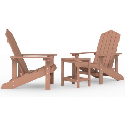 vidaXL Garden Adirondack Chairs with Table HDPE Brown Patio Outdoor Armchair vidaXL Garden Adirondack Chairs with Table HDPE Brown Patio Outdoor Armchair