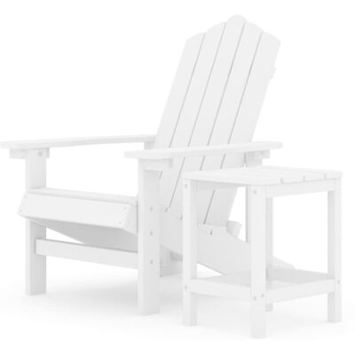 vidaXL Garden Adirondack Chair with Table HDPE White Patio Outdoor Armchair vidaXL Garden Adirondack Chair with Table HDPE White Patio Outdoor Armchair